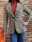 70s Vintage Women s Ultra Mod Houndstooth Puff Sleeve Lined One Button Blazer Xs