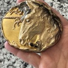 Vintage 80s Unicorn Core Belt Buckle Gold Enamel Womens Fantasy Made In Japan