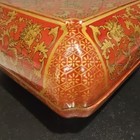 Chinese Carved   Hand Painted Gold Inlay Red Lacquer Box Early 20th Century