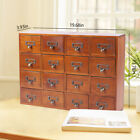Vintage Library Desk Drawer Organizer - Wooden Storage Box With 16 Drawers Retro