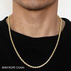 14k Yellow Gold 4mm Solid D cut Rope Chain Bracelet Size 7 -9 