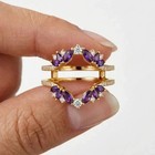 14k Yellow Gold Finish 2ct Created Amethyst Ring Guard Wrap Band Enhancer Jacket