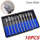 10pcs Tungsten Carbide Rotary Drill Bits 1 8  Shank Burr Die Grinder Carving Set