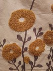 Floral Vines Embroidered Tuft Boho Throw Pillow Home Decor Mustard Yellow Gray