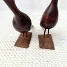 Mid Century Modern Mcm Teak Pair Bird Standing Perched Figurines 7 5  10 