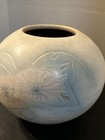 Shigaraki Ware Ceramic Vintage Flower Design Vase Signed