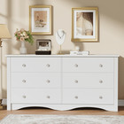 6 Drawer Wood Dresser Furniture Double Tier Storage Bedroom Living Room White
