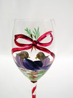 Block Basics 12 Days Of Christmas 9  Hand Painted Goblet - Two Turtle Doves
