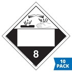 Class 8 Corrosive Placard  Blank 10-pk  - 10 75  X 10 75  Removable Self