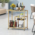 Rolling Bar Carts Gold With Wheels home Bar Serving Cart With Glass Wine Hold   