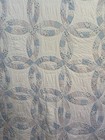 Vintage Double Wedding Ring Pastel Blue Floral Patchwork Quilt Full qn 102x84   