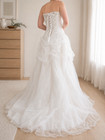White Wedding Dress Size 4 Embroidered Summer Rhinestone Bridal Gown Corset 4  6