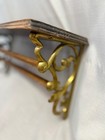 Vintage Wooden   Brass Gold Tone Scroll Wall Shelf With Double Towel Bar