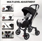 4-in-1 Baby Stroller Reversible Reclining Compact Foldable Pram Newborn-toddler