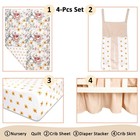 Hnhuaming 4-piece Crib Bedding Set For Girls  Boho Baby Girl Floral
