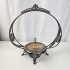 Antique Silverplate Swing Handle Basket Ornate Filigree Floral Compote Dish