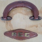 Vtg Rcc Tan Brown Leather Trim Mid Century Travel Train Case Chest Brass Locks