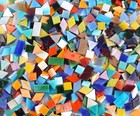 1050 Pieces Mixed Shapes Glass Mosaic Tiles For Crafts  Colorful Stained Glass P