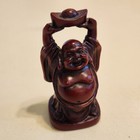 Lot Of 3 Vtg Happy Buddha Hotei Resin Figurines Mahogany Red 1 1 2 -2 Inch