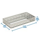 Home Details Leaf Design Mirrored Vanity Tray  Satin Silver Decorative Organizer