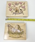 Vintage Lot 14 Rubber Stamps   5 Sheets Stickers   Box House Mouse Designs