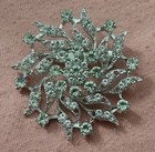 Beautiful Rhinestone And Silver Tone Flower Floral Brooch Pin