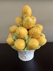 Vintage Italian Majolica Lemon Topiary Tree Centerpiece Ceramic Painted Mcm