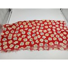 Vintage Girl Scout Scarf 1940s 1950s Red Floral Badge Print Collectible Gs