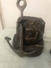 Vintage Solid Bronze Brass Anchor Bookends Rope Docked Nautical Maritime Decor