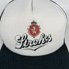 Vintage Stroh s Beer Hat Cap Snap Back White Trucker Foam Mesh Back Brewery Mens
