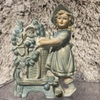 Pair Antique Bisque Porcelain Victorian Boy   Girl Children Child Spill Vases