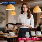 Black Server Apron With 3 Pockets  Waist Apron For Restaurant Staff