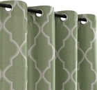 84-inmoroccan Printed Curtains Linen Textured Thermal Insulated Grommet Green