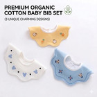3 Pack 360   Rotating Waterproof Baby Bibs - Absorbent Cotton W tpu Layer  0-3y 