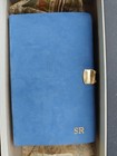Vintage Levenger Paris Address Book Blue Suade Initialed Sr In Gold In Original 