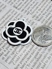 Chanel Button Large Black   White Camellia Flower 30 Mm Zipper Pull 1 Pc