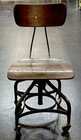 Vtg Toledo Uhl Industrial Metal Wood Adj Swivel Seat Drafting Rolling Stool