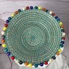 Seagrass Woven Storage Basket With Multicolor Wooden Bead Trim