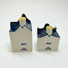 Lot 2 Klm Blue Delft Miniature Houses  90  85 Seal Empty Porcelain Miniatures 