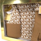 Michael Kors Women   s New Set Beanie Hat Scarf Touch Gloves Camel Mk Logo Onesize