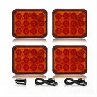 4pcs  Amber Magnetic Rechargeable Strobe Warning Beacon Light For Truck Trailer