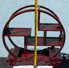 Vintage Chinese Rosewood Curio Display Stand Round Hand Carved Cabinet 24 