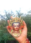 4 5  Tibetan Buddha Face Small Tara Devi Head Wall Mask Metal Shamanism Durga