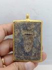 Lapis Lazuli Ancient Old Afghan Budda Seal Footprint Gold Plated Pendant