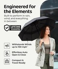 Windproof Travel Umbrella - Compact   Withstands Winds Up To Standard  Black