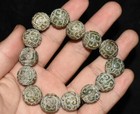 Old Ancient Han Chinese Natural Hetian Jade Carved Beast Pattern Bracelet Chain
