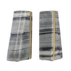 Modern Marble Bookends With Brass Detail  Set Of 2  Grey