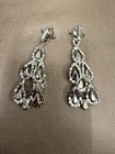 Bridal Crystal   Rhinestone Dangle Chandelier Earrings Silver Tone Crystal Drop