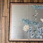 Asian Hong Kong Silk 4-panel Foldable Screen Floral Birds