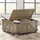 Bowery Hill Pine Wood Square Coffee Table With Storage In Weathered Gray